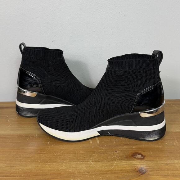MICHAEL Michael Kors Skyler Sock Sneakers in Black Knit Women's Size 7 - Picture 5 of 11